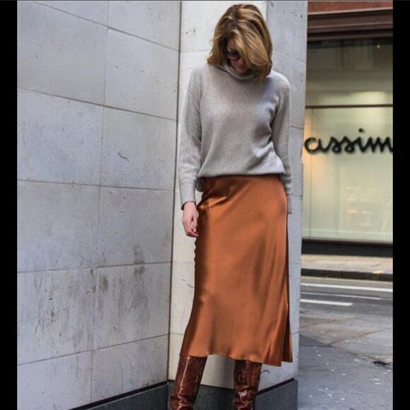 ZARA SATIN EFFECT MIDI SKIRT NWT - Picture 10 of 12